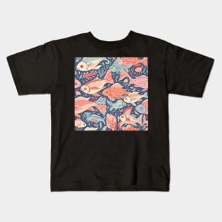 A Seamless Pattern of Adorable Pastel Fish Kids T-Shirt